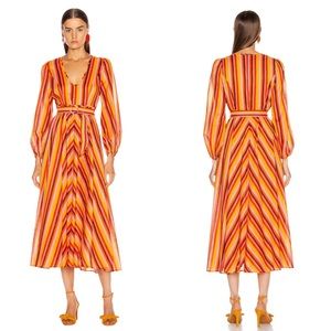 Zimmermann Goldie Rainbow Stripe Plunge 